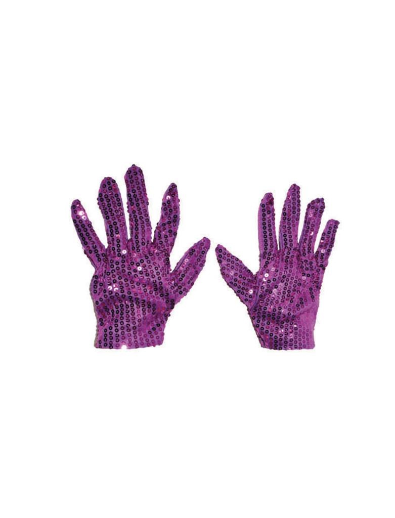 Mooie paarse glitter handschoenen met pailletten