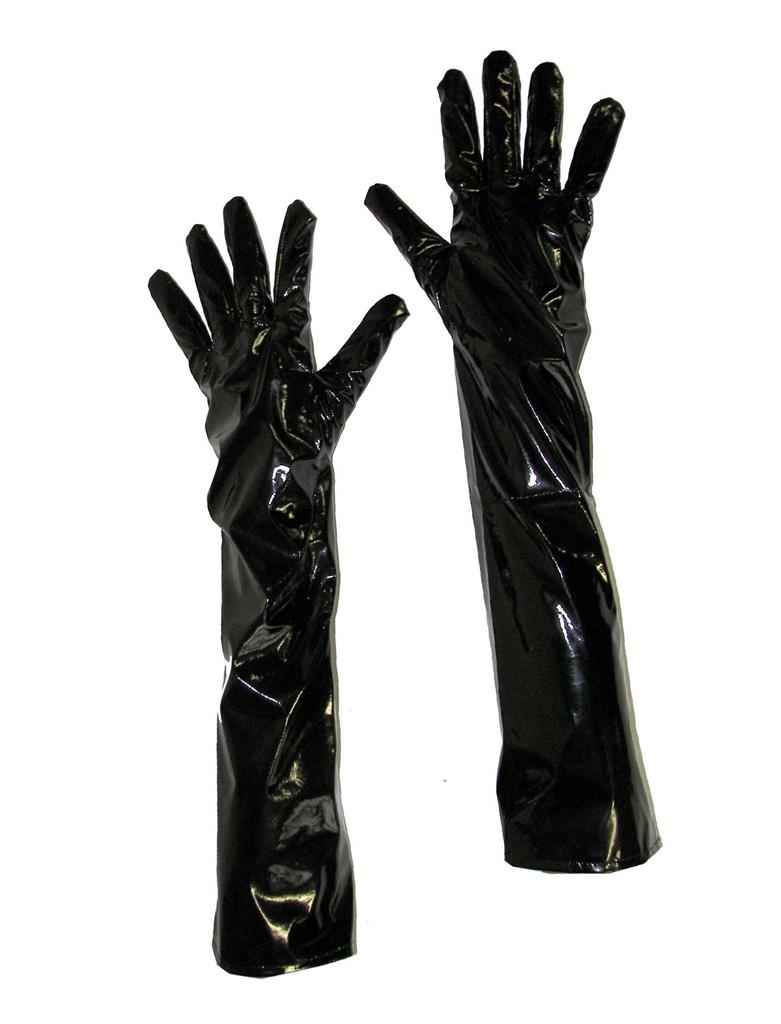 zwarte lak handschoenen 50cm - e-Carnavalskleding