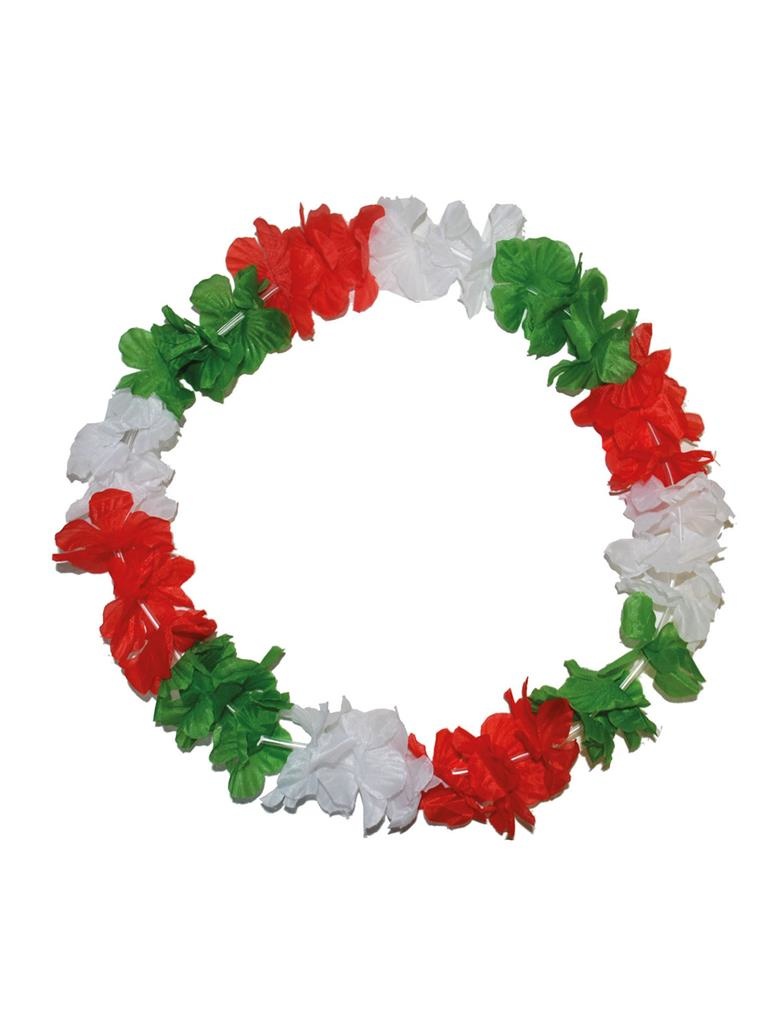 Hawaii krans bloemenslinger rood, groen en wit - kleuren van Italiaanse vlag