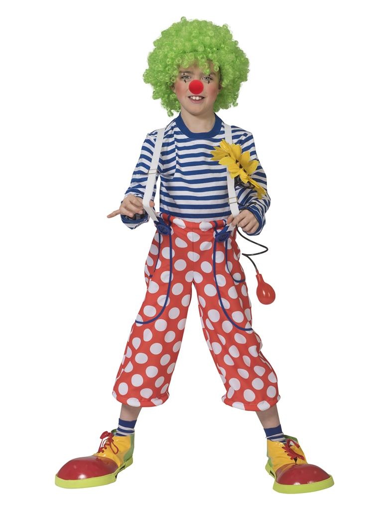 Funny Fashion - Clown & Nar Kostuum - Clown Pants Dotted Kind - rood - Maat 140 - Carnavalskleding - Verkleedkleding