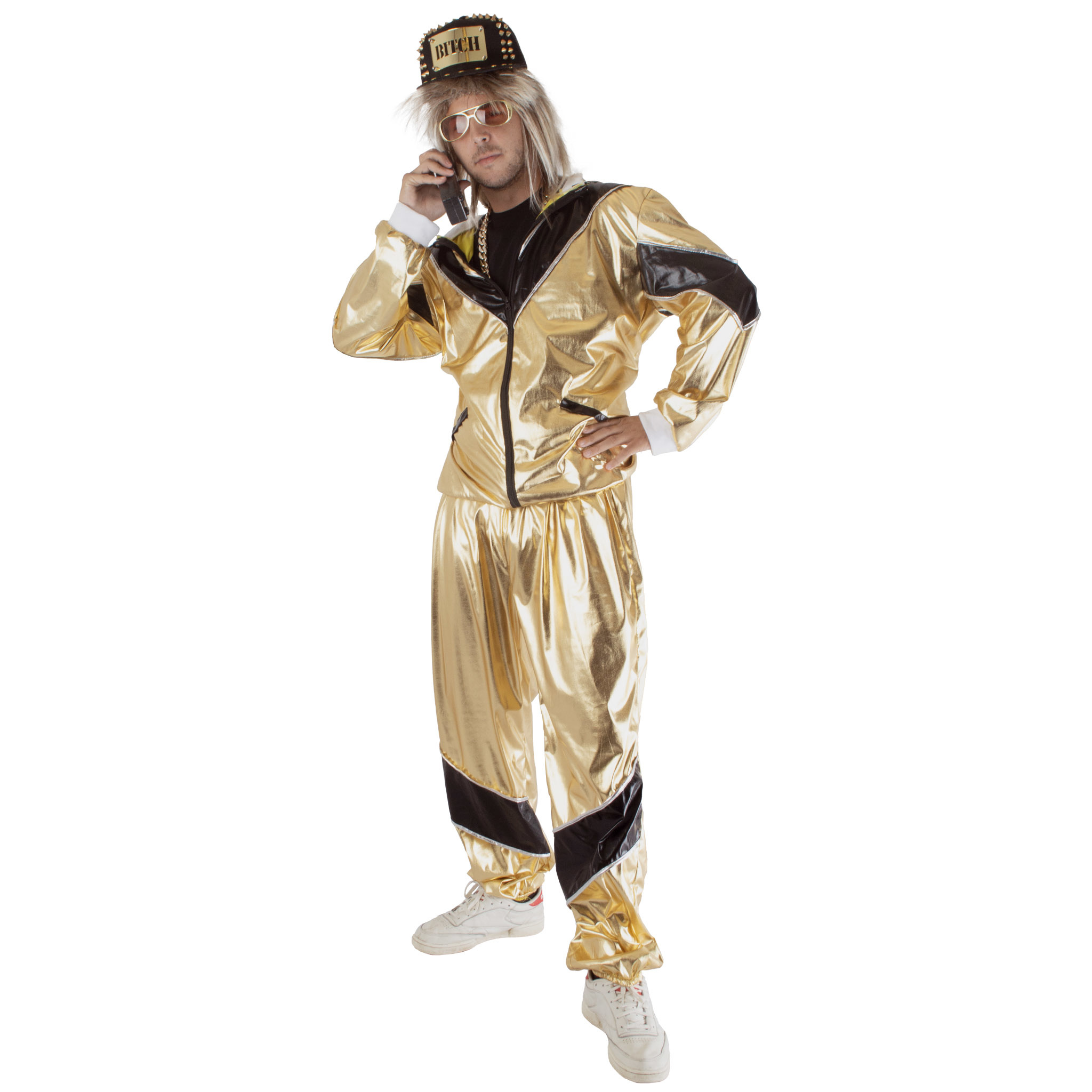 Funny Fashion - Grappig & Fout Kostuum - Wout Fout Goud - Man - zwart,goud - Maat 52-54 - Carnavalskleding - Verkleedkleding