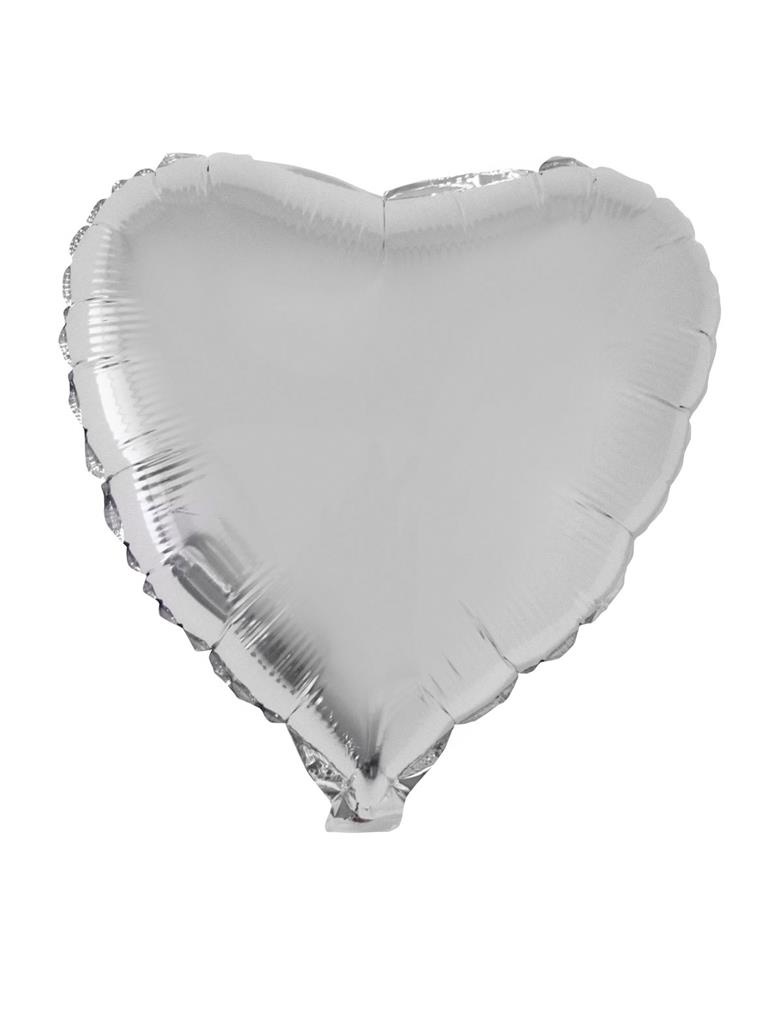 Zilveren hart folieballon