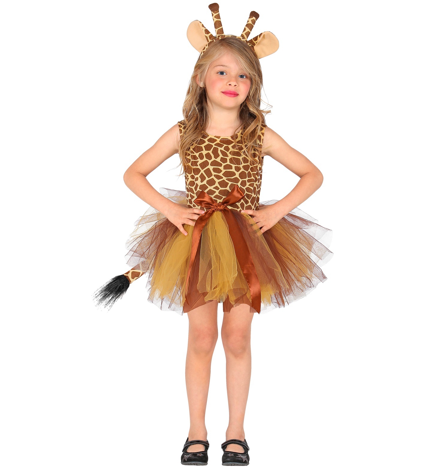 Widmann - Giraf Kostuum - Elegante Ballet Giraffe Giraldine - Meisje - bruin - Maat 110 - Carnavalskleding - Verkleedkleding