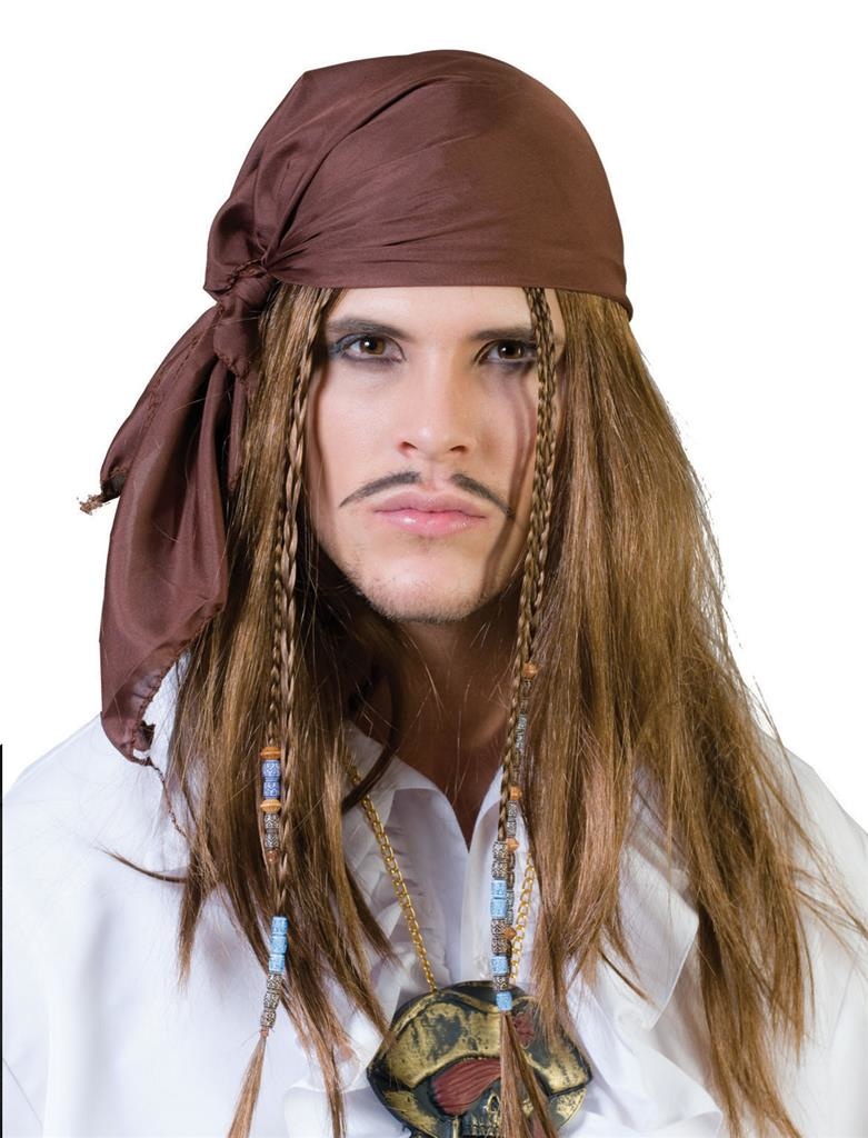 Piraten bandana met pruik