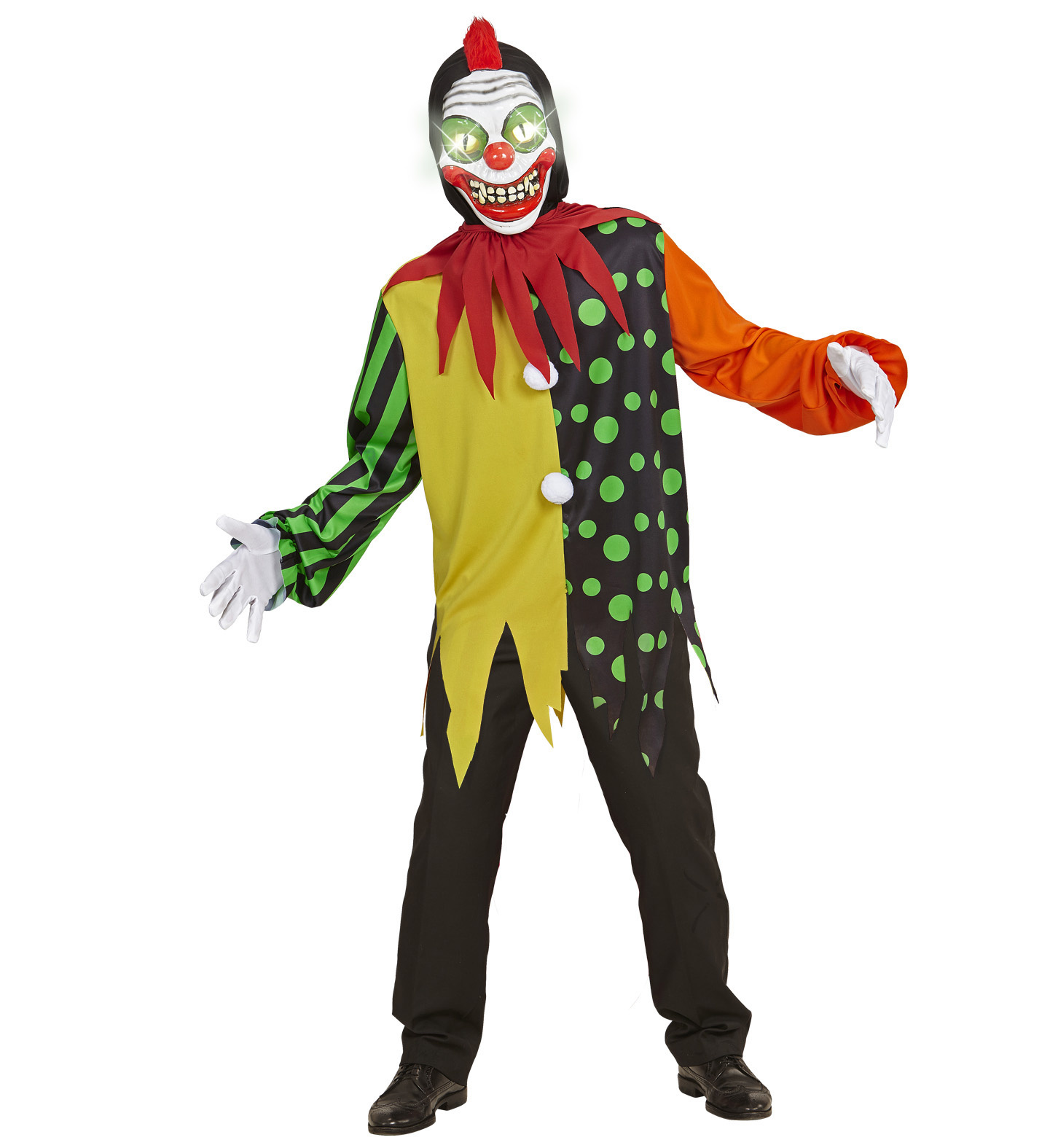 Widmann - Monster & Griezel Kostuum - Horror Clown Elektro - Jongen - multicolor - Maat 140 - Carnavalskleding - Verkleedkleding