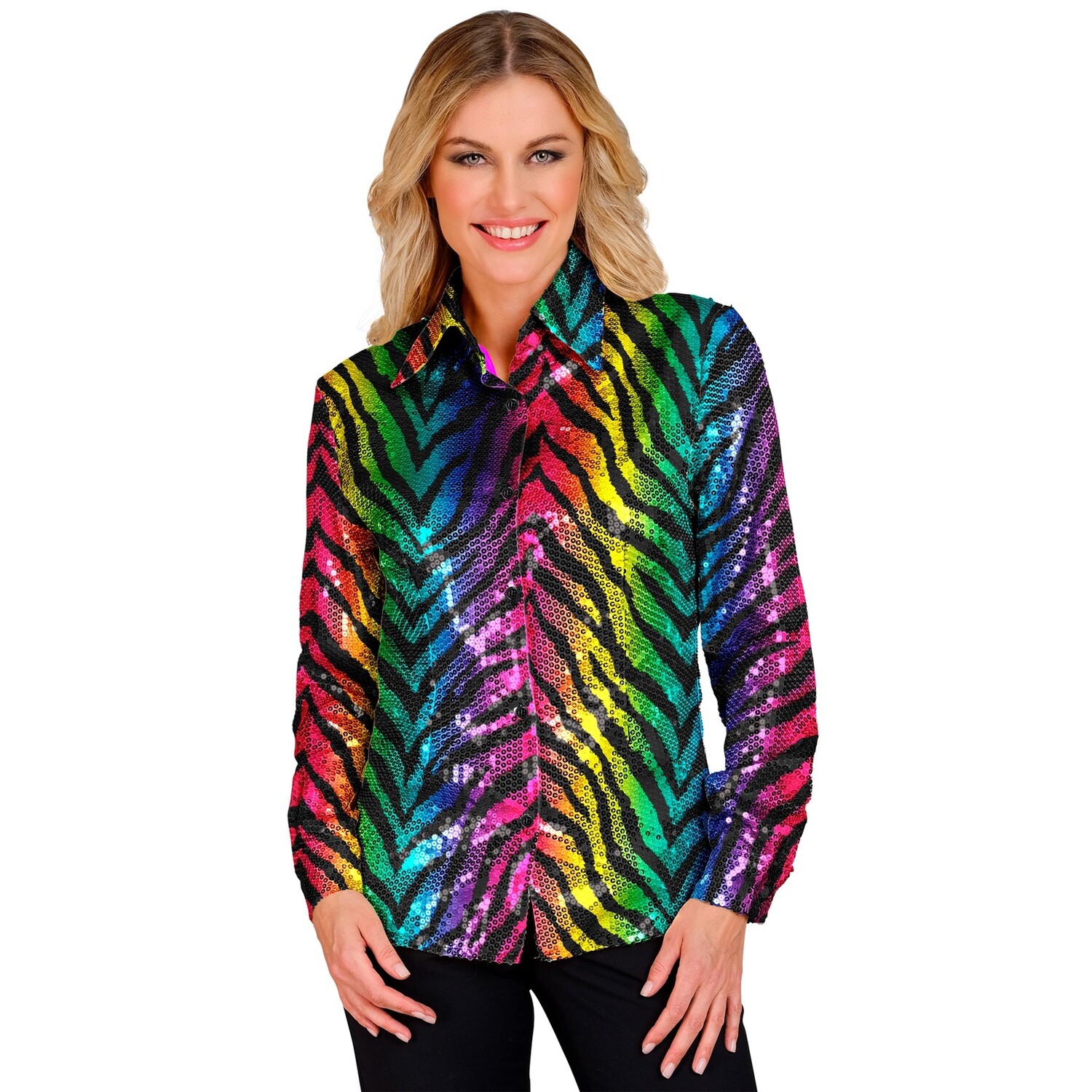 PAILLETTENSHIRT DAMES REGENBOOG TIJGER S M