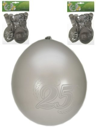 Ballonnen 25 jaar metalic zilver per 8