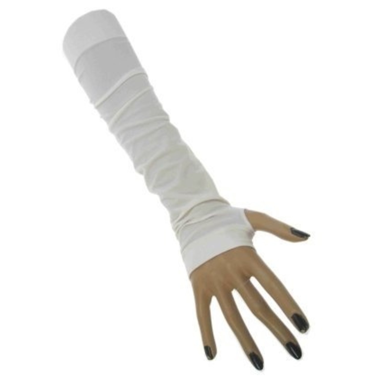 Witte armwarmer super lange handschoen - e-Carnavalskleding