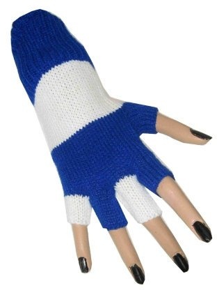 Vingerloze handschoen blauw - wit