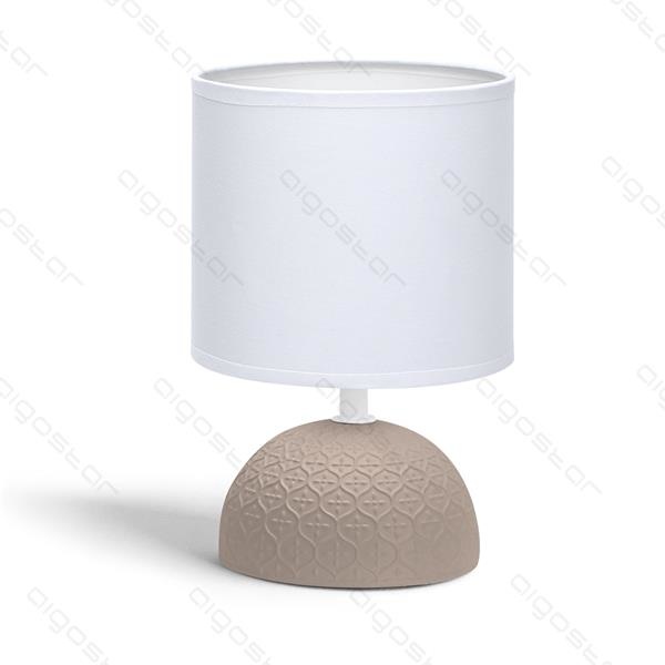 Aigostar Table lamp ceramic E14 with White Lampshade Brown base