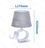 Aigostar Table lamp elephant ceramic E14 with Gray Lampshade White base