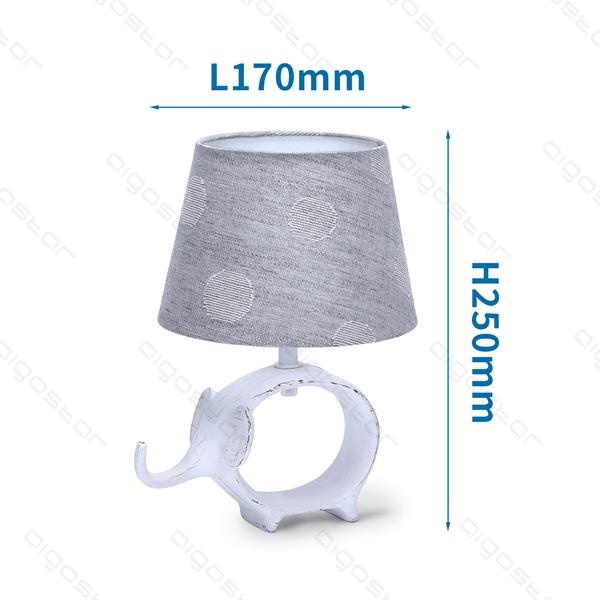 Aigostar Lampe à poser éléphant céramique E14 avec abat-jour gris Base blanche