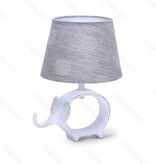 Aigostar Lampe à poser éléphant céramique E14 avec abat-jour gris Base blanche