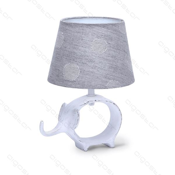 Aigostar Tafellamp olifant keramiek  E14 met Grijze Lampenkap  Witte basis