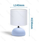 Aigostar Tafellamp 03 keramiek  E14 met Witte Lampenkap  Blauwe basis