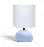 Aigostar Lampe de table 03 en céramique E14 avec abat-jour blanc Base bleue