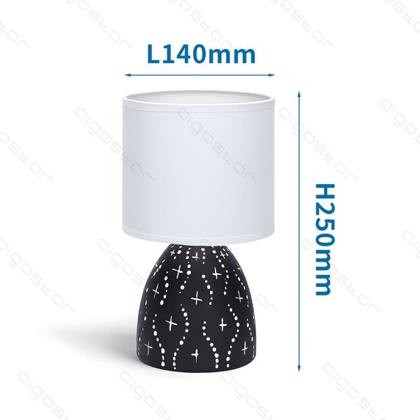Aigostar Tafellamp 05 keramiek  E14 met Witte Lampenkap  Zwarte basis