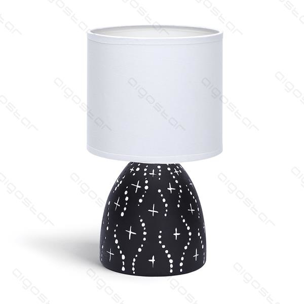 Aigostar Lampe à poser 05 en céramique E14 avec abat-jour blanc Base noire