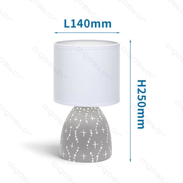 Aigostar Lampe à poser 05 en céramique E14 avec abat-jour blanc base grise