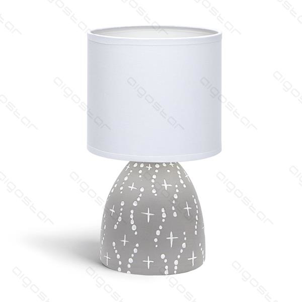 Aigostar Tafellamp 05 keramiek  E14 met Witte Lampenkap  grijze basis