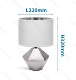 Aigostar Tafellamp 14 keramiek  E14 met witte lampenkap  zilveren basis