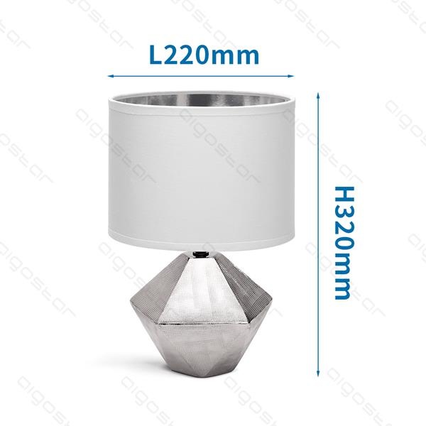 Aigostar Table lamp 14 ceramic E14 with white lampshade silver base