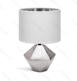 Aigostar Lampe de table 14 en céramique E14 avec abat-jour blanc base argent