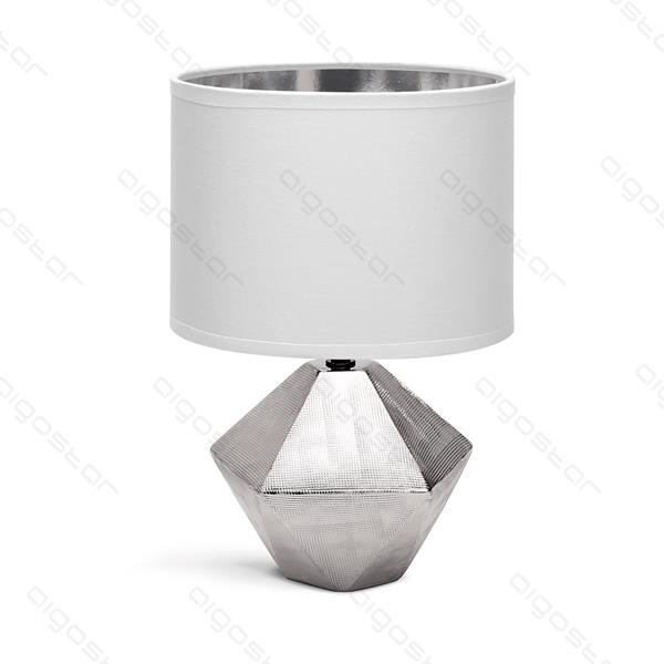 Aigostar Table lamp 14 ceramic E14 with white lampshade silver base