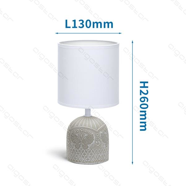 Aigostar Tafellamp 04 keramiek  E14 met Witte Lampenkap  grijze basis