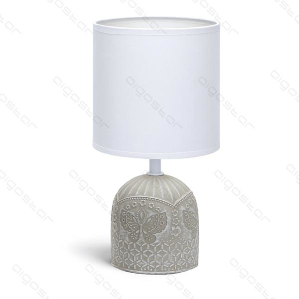 Aigostar Lampe à poser 04 en céramique E14 avec abat-jour blanc base grise