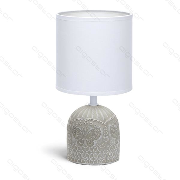 Aigostar Table lamp 04 ceramic E14 with White Lampshade gray base