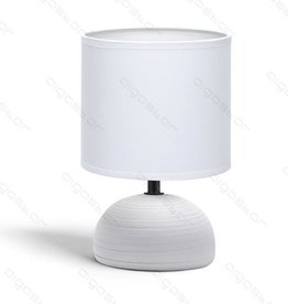 Aigostar Lampe à poser 03 en céramique E14 avec abat-jour blanc base grise