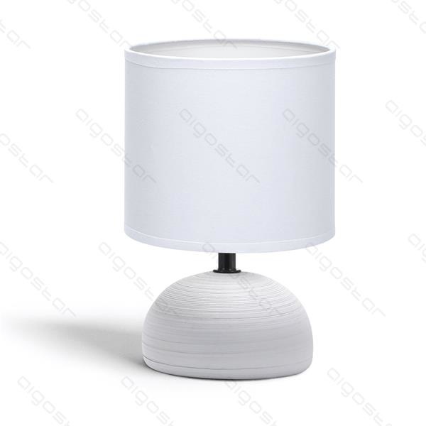 Aigostar Lampe à poser 03 en céramique E14 avec abat-jour blanc base grise