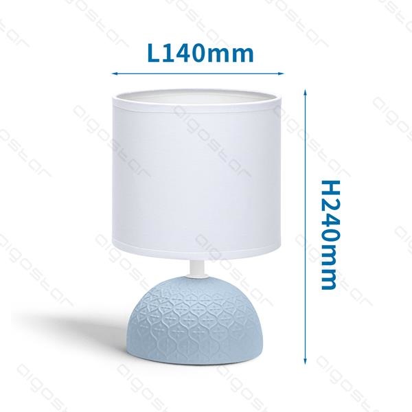 Aigostar Lampe de table 02 en céramique E14 avec abat-jour blanc Base bleue