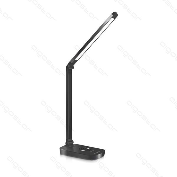 Aigostar LED Desk - LAMPE DE TABLE NOIRE 5W 6400-2700K Touch&Dimming avec connexion de charge USB et fonction de charge sans fil pour téléphone portable