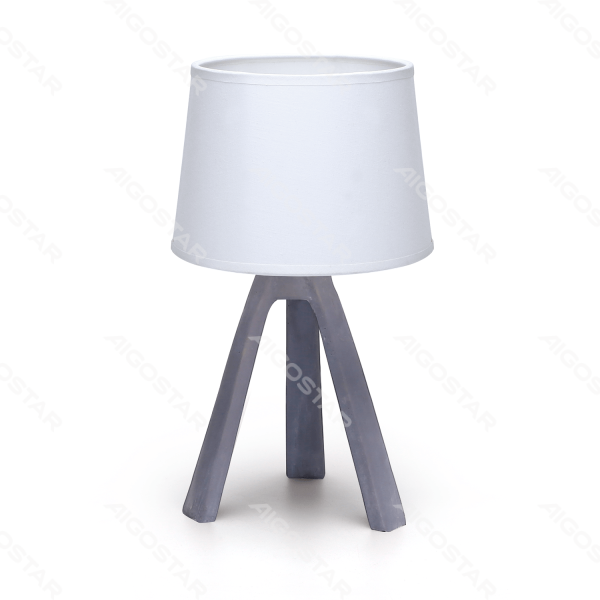 Aigostar Lampe de table résine E14 grise avec abat-jour blanc