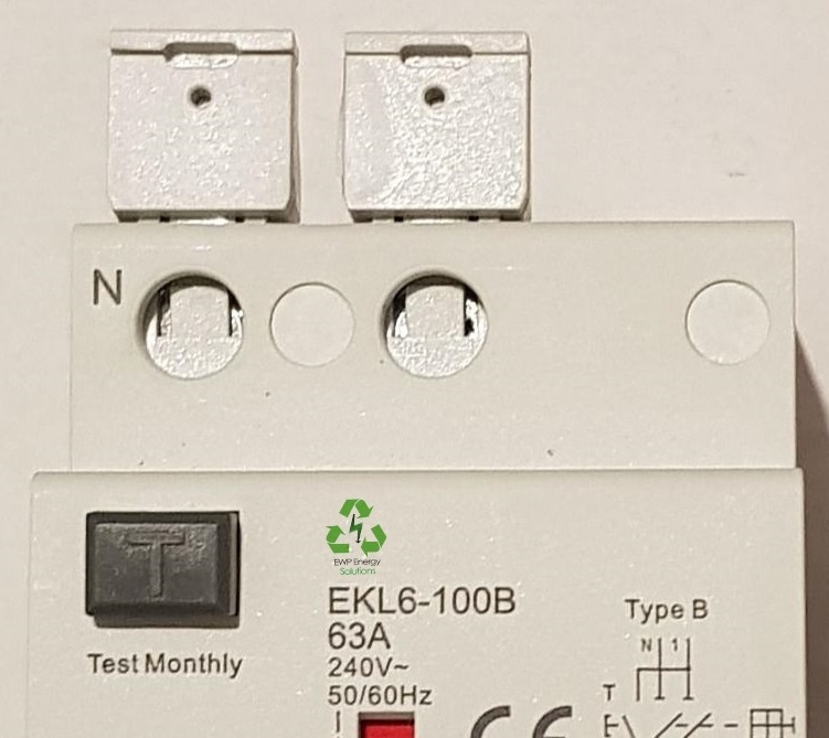 EWP Solutions Earth leakage circuit breaker type B 2P 63A 10kA AC/DC 30mA or 300mA
