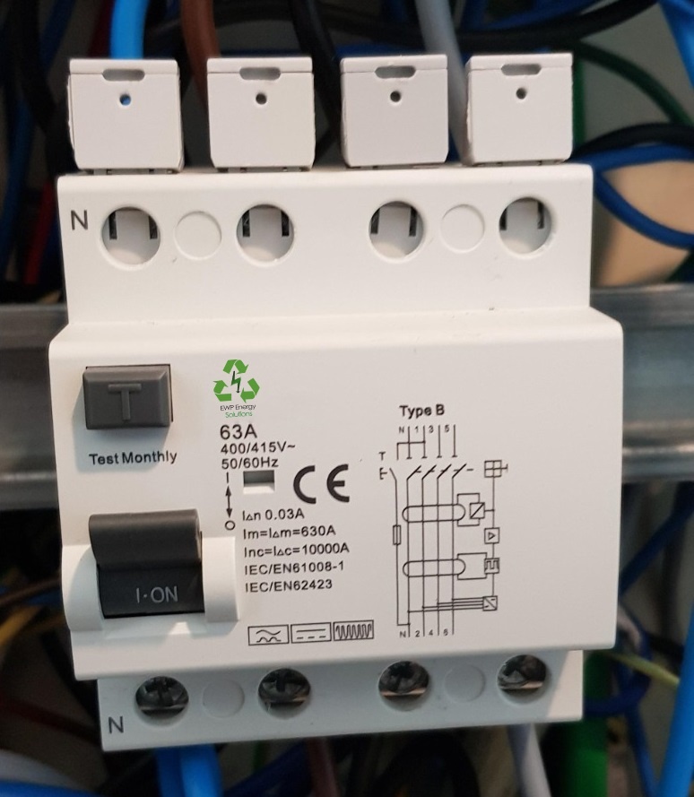 EWP Solutions Earth leakage circuit breaker type B 4P 63A 10kA AC/DC 30mA or 300mA