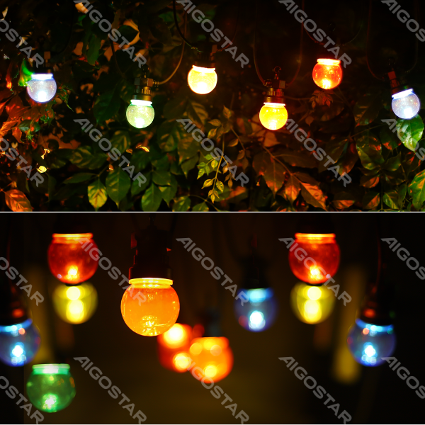 Aigostar Guirlande lumineuse LED d'extérieur colorée en forme de boule, petite (10 pièces) 6 W 8 m