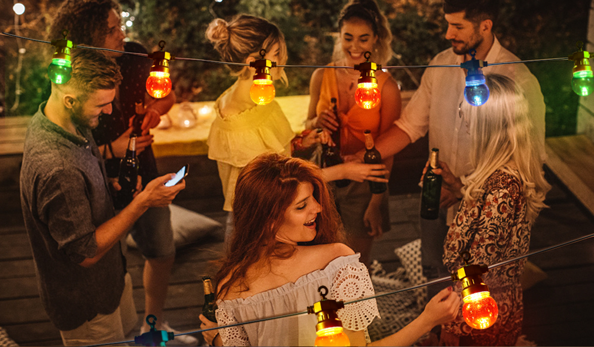 Aigostar Guirlande lumineuse LED d'extérieur colorée en forme de boule, petite (10 pièces) 6 W 8 m