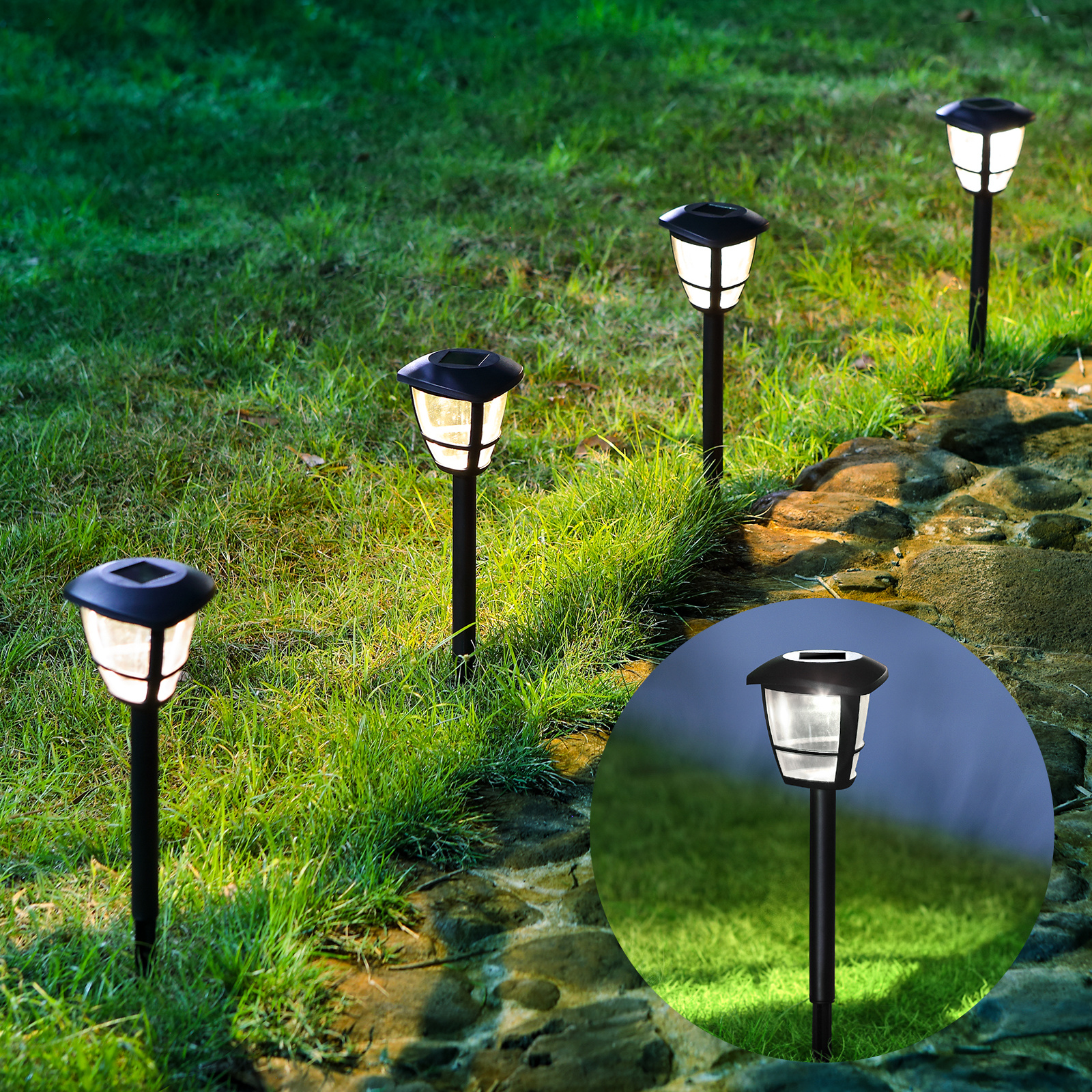 Aigostar Spot de jardin led lampe à énergie solaire 6500K (Lumière du jour)