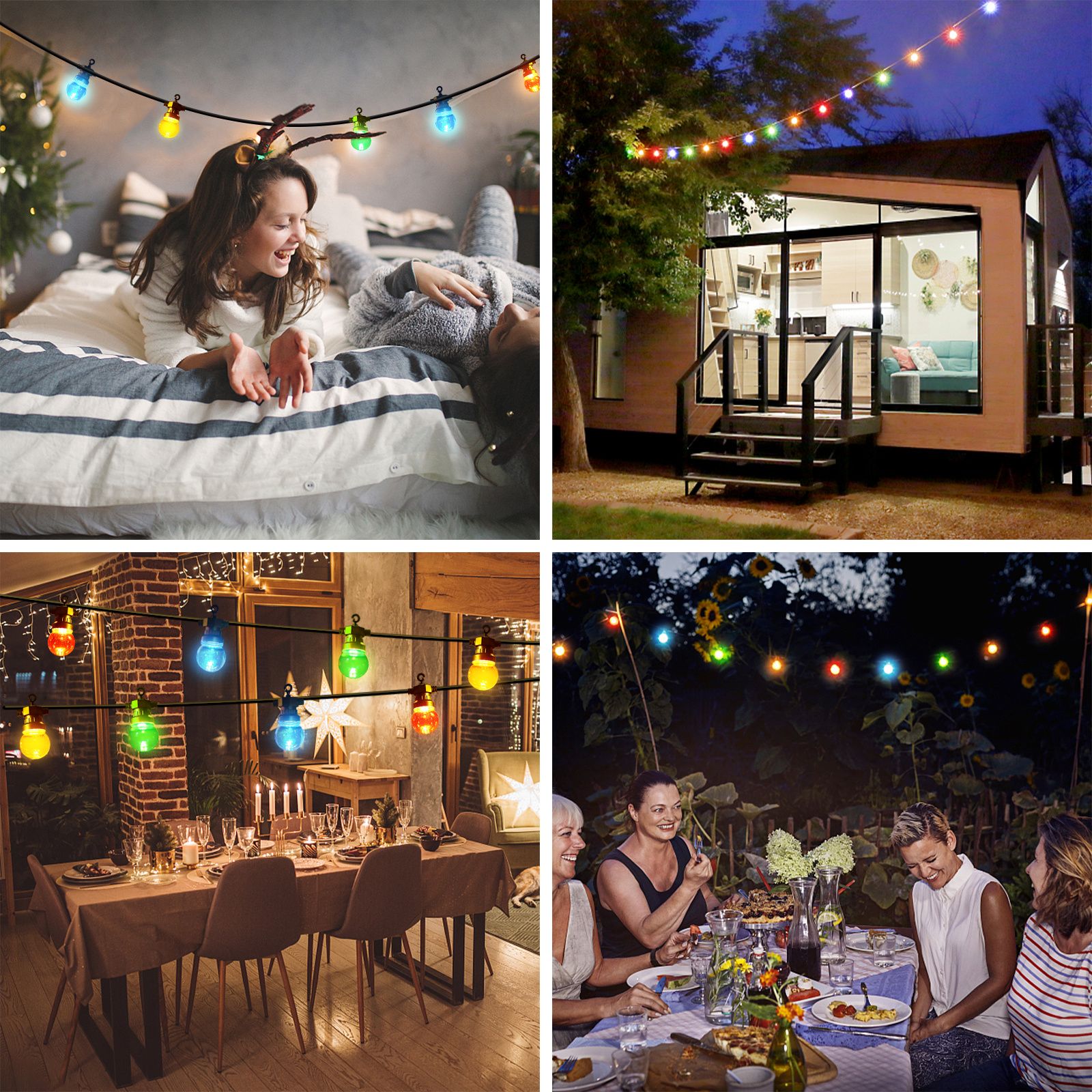 Aigostar Guirlande lumineuse LED d'extérieur colorée en forme de boule, petite (10 pièces) 6 W 8 m