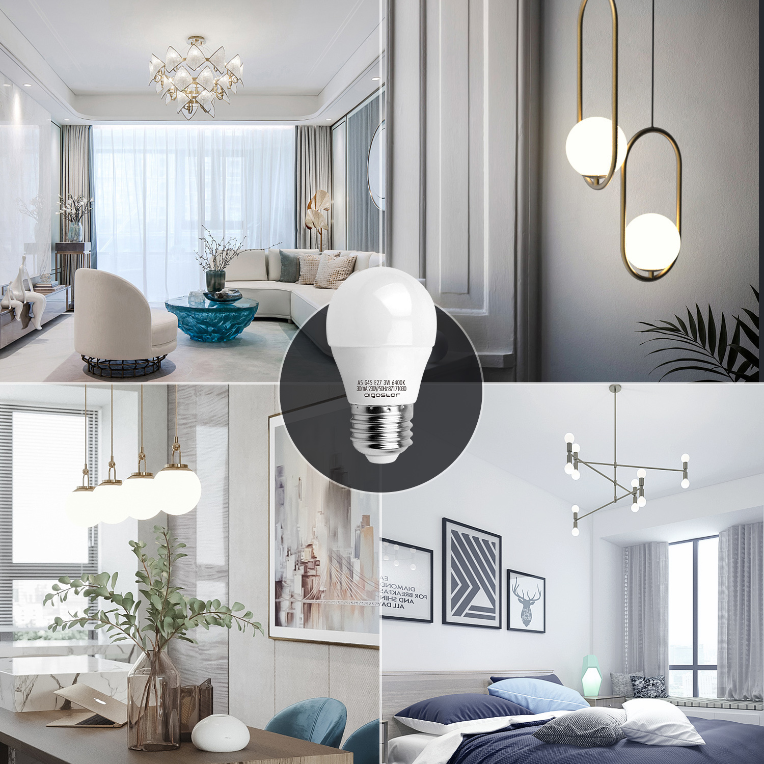 Aigostar LED A5 G45 GRAND ANGLE E27 3W 6400K 225Lm