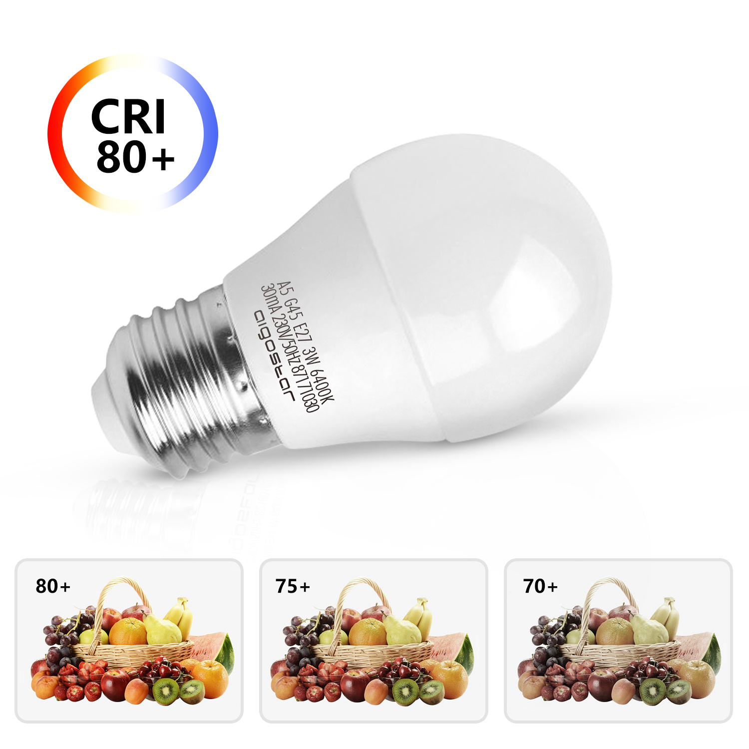 Aigostar LED A5 G45 BIG ANGLE E27 3W 6400K 225Lm