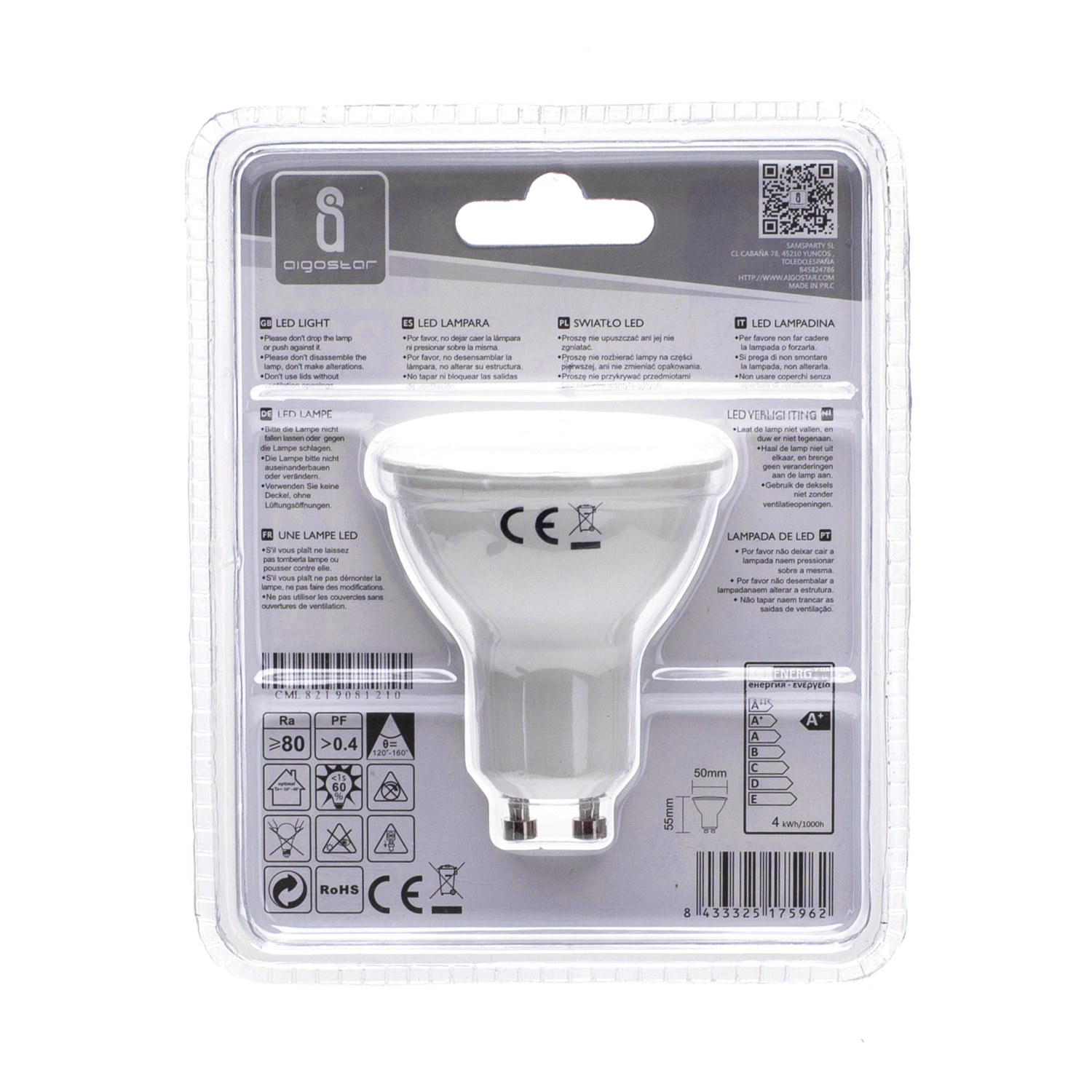 Aigostar LED A5 GU10 4W 6500K 320Lm