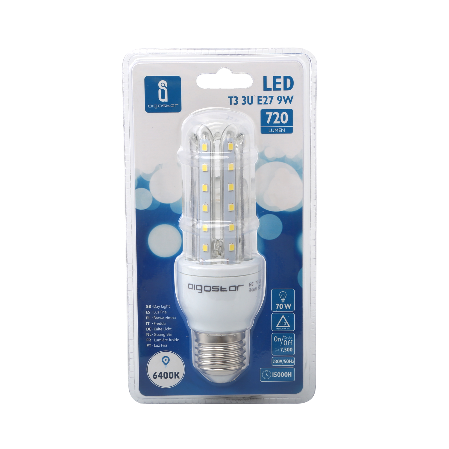 Aigostar LED B5 T3 3U E27 9W 6400K 810Lm