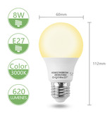 Aigostar LED A5S A60 BIG ANGLE 3000K/6500K E27 8W with day/night SENSOR 620LM