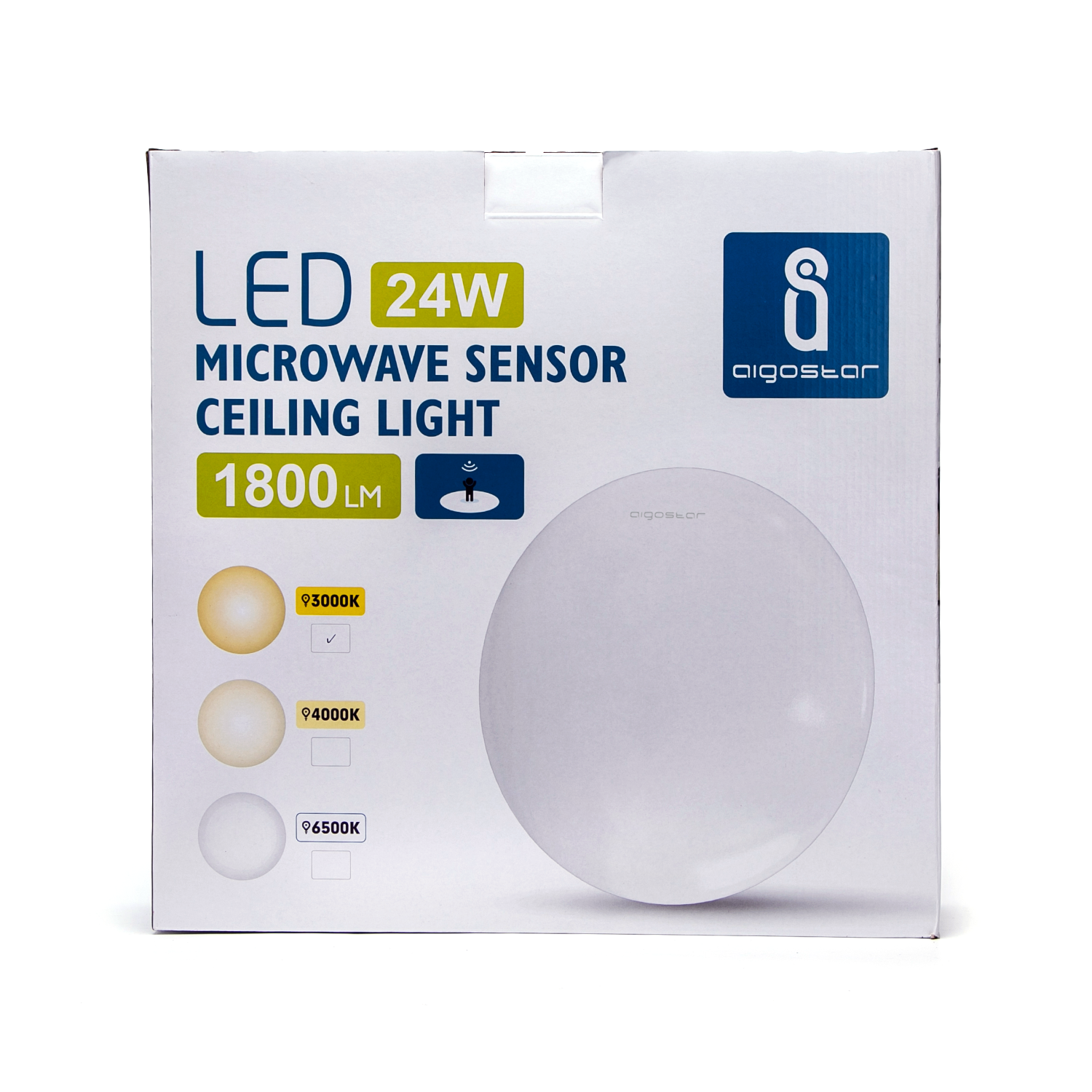 Aigostar LED MICROWAVE SENSOR PLAFONDVERLICHTING 24W 1800LM  3000-4000-6500K