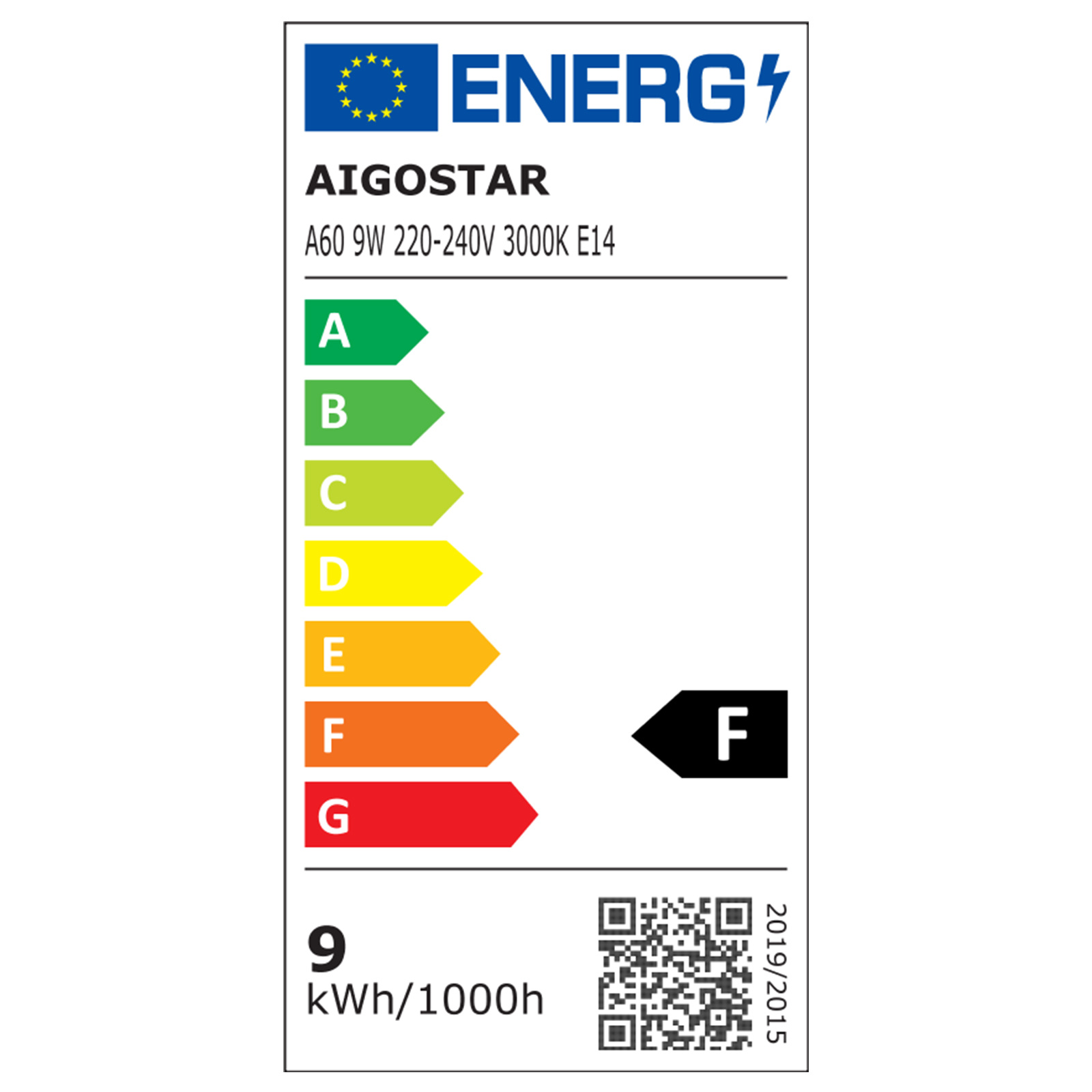 Aigostar LED A5 A55 E14 9W 3000K 720lM