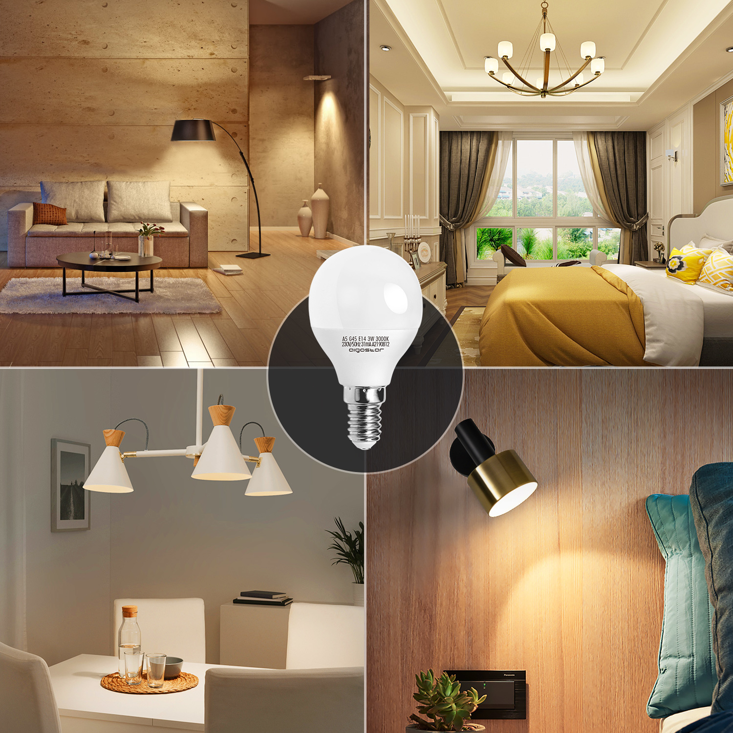 Aigostar LED A5 G45 GRAND ANGLE E14 3W 3000K